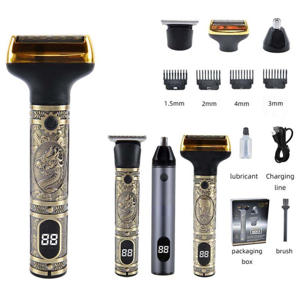3-in-1 Electric Shaver with Digital Display, USB Rechargeable Beard Trimmer, Hair Clipper & Body Hair Shaver for Men