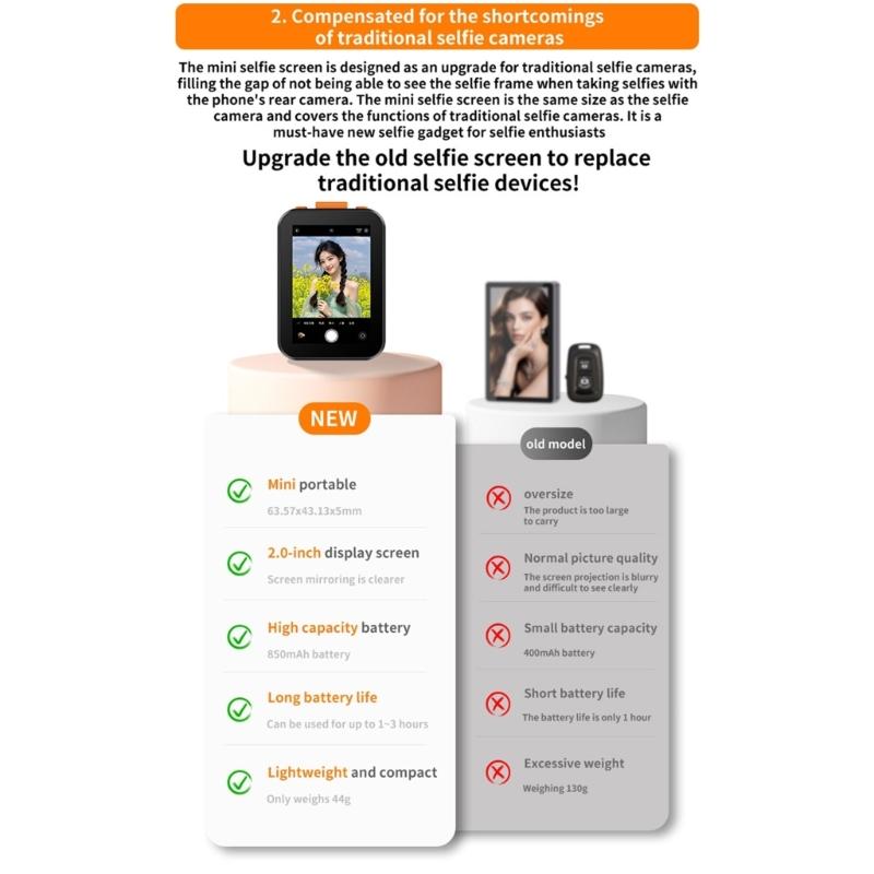 Vlog Selfie Monitor Screen 2.4/5Ghz With 2Inch 1080P Display Bluetooth-compatible Remote Control For Live Stream