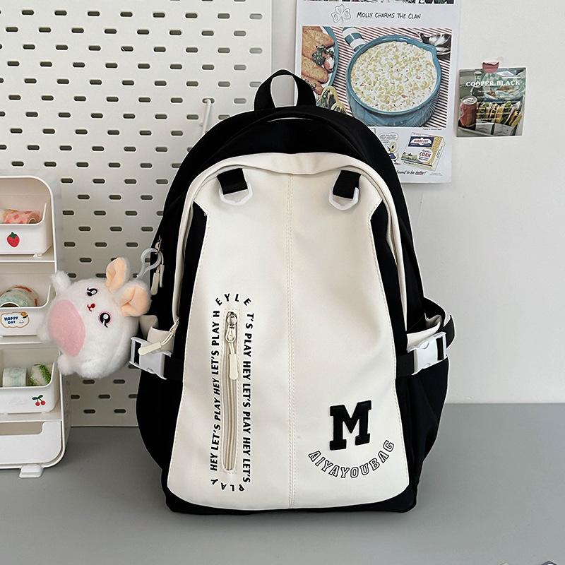 School Bag New Casual Backpack Popular Fashion Versatile Backpack Large Capacity with Pendant Chinese College Student School Bag Tide