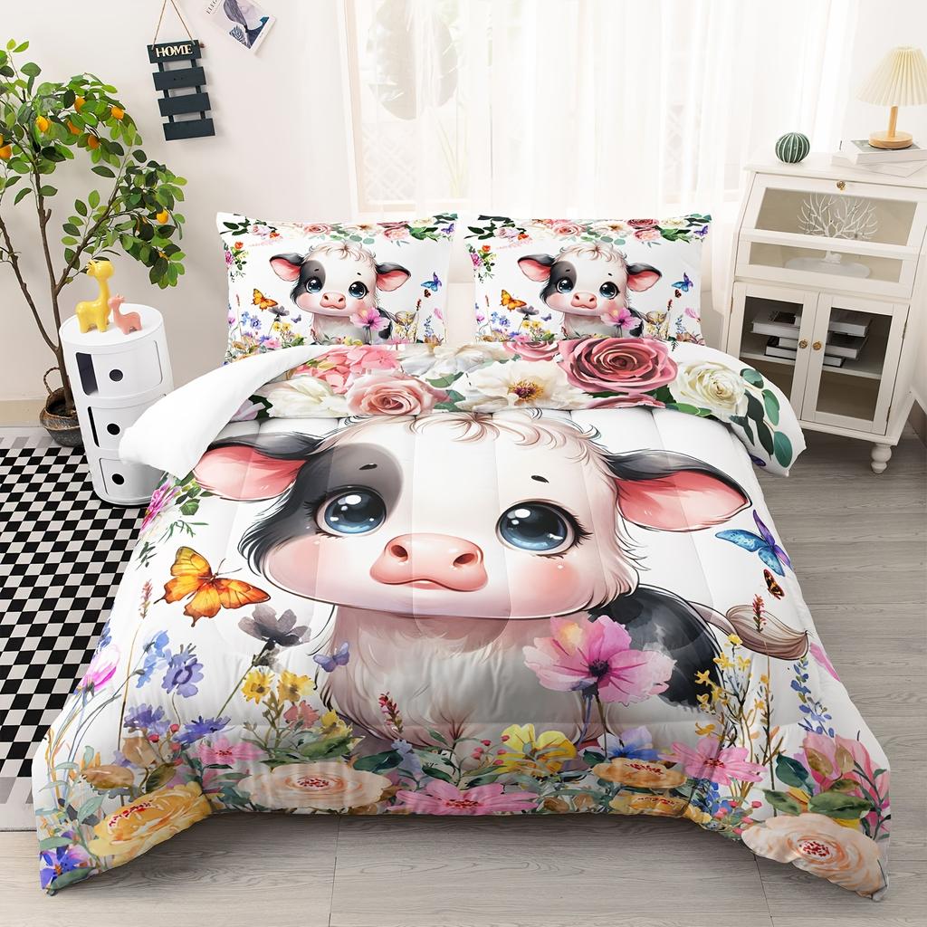 Harvest Season Bedding Set 3D Printed Anime Cattle Duvet Cover Set Single Twin Double Size Bedroom Decor Duvet Cover Set Home