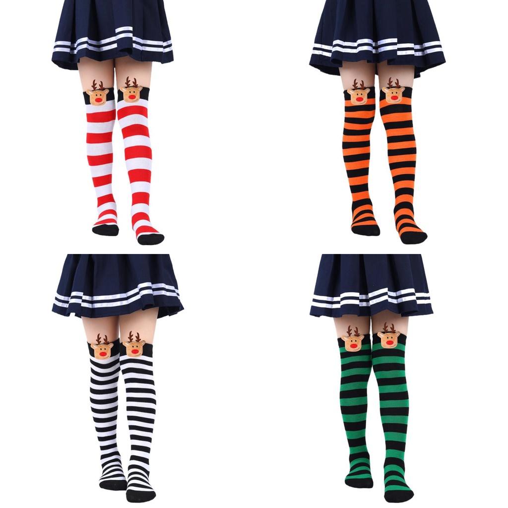 New Arrival Kids Christmas Socks With Cute Cartoon Deer Plush Toy Polyester Fabric Friction Resistant