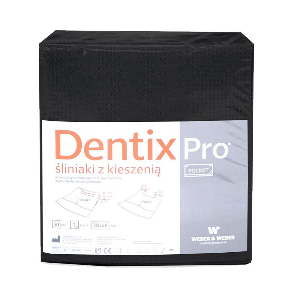 Zahnlätzchen mit Tasche 39cm x 48cm Schwarz Foliiert 54g Dentixpro 50 Stück