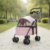 Folding Pet Stroller with Tray Ventilated Pet Stroller with Mesh Openings Dog Pram Breathable Portable for Small Dogs