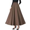 Maxi Skirt High Waist A-Line Long Skirt with Pockets Breathable Slimming Large Hem Design Office Lady Skirt