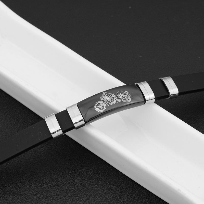 Silicone bracelet stainless steel bracelet black face motorcycle men and women couple bracelet