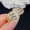 Huitan Fashion Gold Color/CopperColor Finger Ring Lady Wedding Band Luxury Engagement Jewelry Trendy Shiny Zirconia Accessories