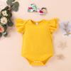 Newborn Infant Baby Girls Fly Sleeve Romper Floral Skirt Hairband Outfits Sets