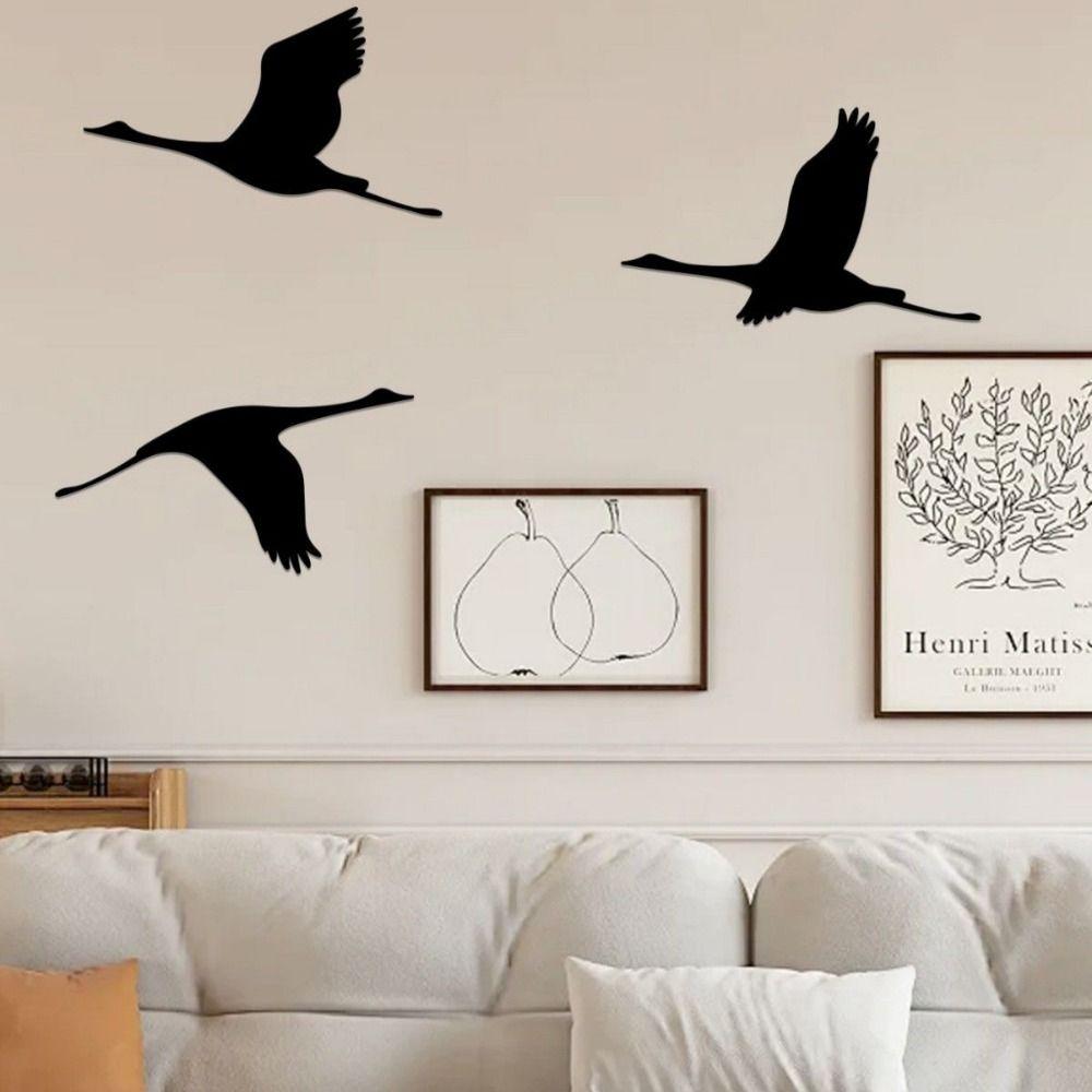 3Pcs/set Cartoon Bird Hanging Pendant Black Metal Hanging Ornaments Wild Goose Wall Pendant Bedroom