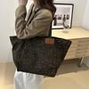 Korean Style Leopard Print Shoulder Bag Large Capacity Women Handbag Simple Canvas Tote Bag  Sports