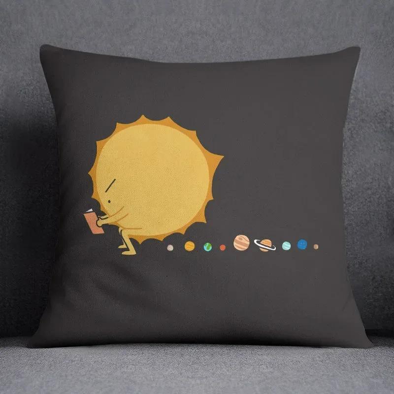 Planet astronaut cartoon pillowcase home fabric sofa cushion living room bed, car square pillow cover
