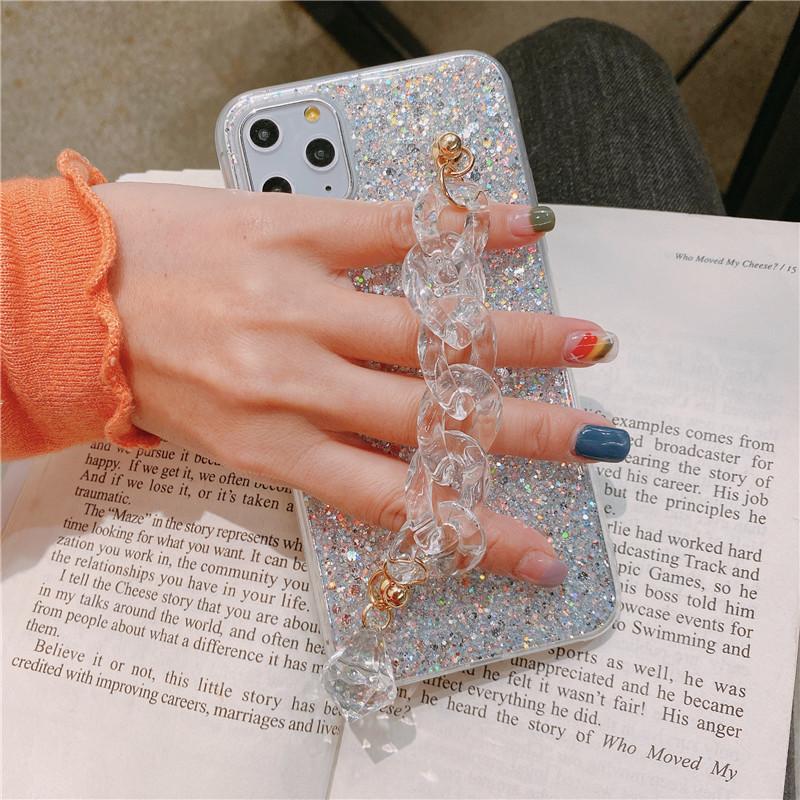 Glitter Epoxy Suitable For Iphone16 Phone Case 17Pro Crystal Bracelet 14/13 Soft Xr Creative Max Tide X
