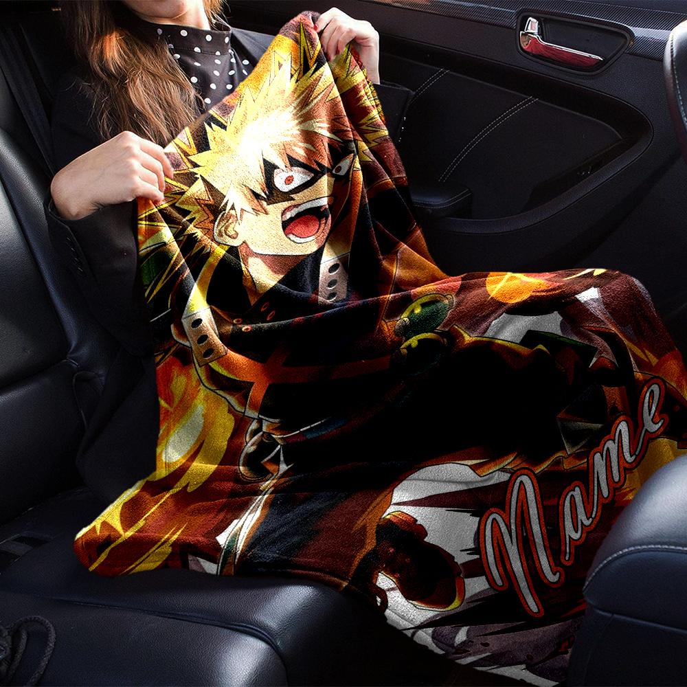 Custom Name My Hero Academia Theme Printed Blanket - Perfect for Couch, Bed, Travel & Outdoor Use | Machine Washable, Cozy & Durable.