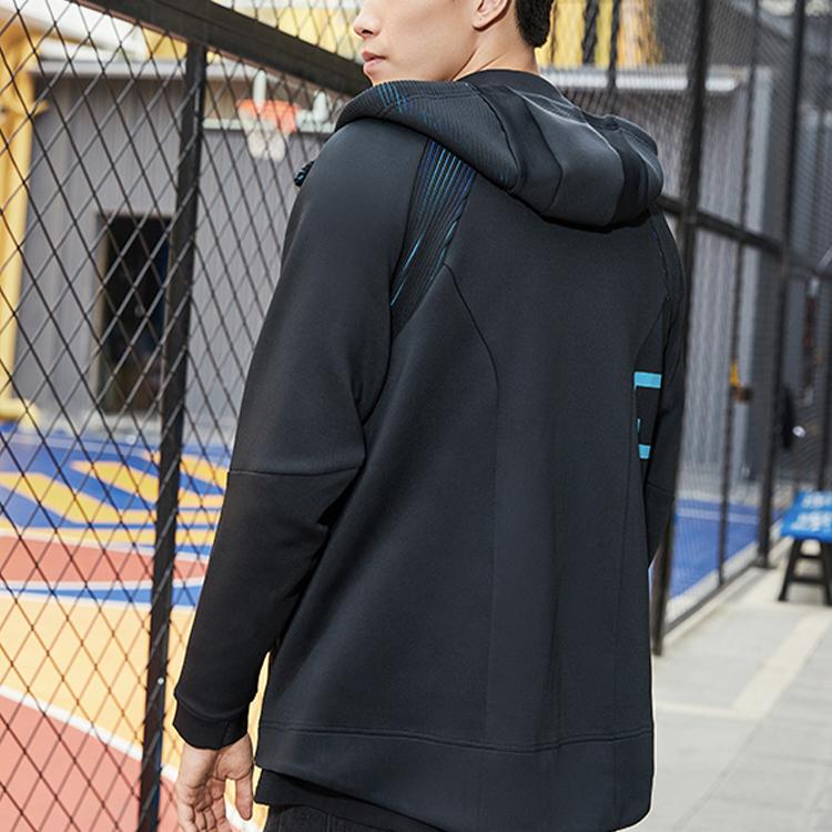 Li-Ning Basketball Series Letter Print Sports Hoodie Jacket Men Jackets Black AWDQ789-2