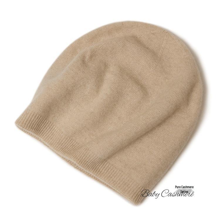 Women's 100% Pure Cashmere Double-Layered Knitted Hat - Autumn/Winter Style
