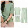 3pcs/Set Ice Silk Ladies Pajama Set Ladies Homewear Simple Casual Comfortable Loose Short Sleeve Shorts Pants Set School Pajamas