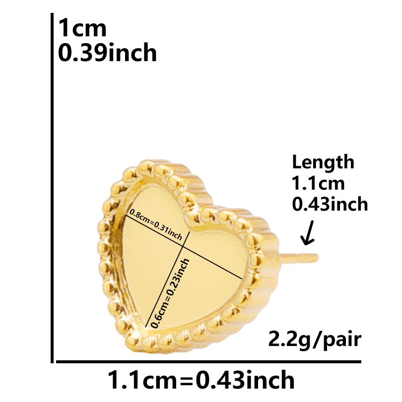 6pcs Real Gold Plated Geometric Round Oval Heart Blank Settings DIY Stone Enamel Crystal Stainless Steel Ear Studs For Women Men