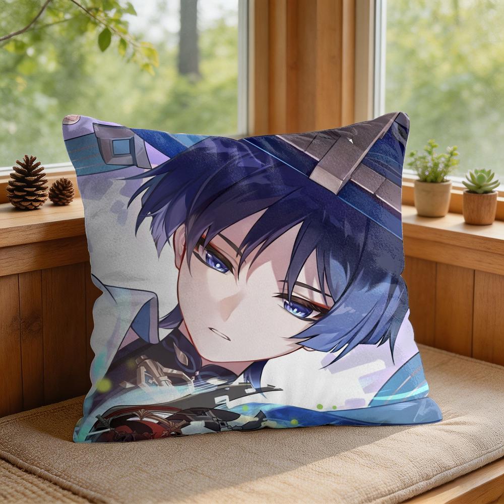 Wanderer Genshin Impact Cushion Cover Square Short Plush Pillow Case Living Room Sofa Home Decor Funda X