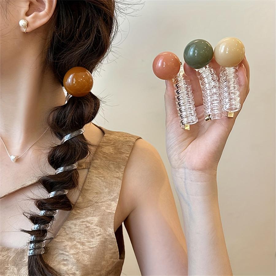 Chic Japanese-Inspired Spiral Hair Tie - Acrylic, Cute & Sweet Ponytail Holder for Women and Girls