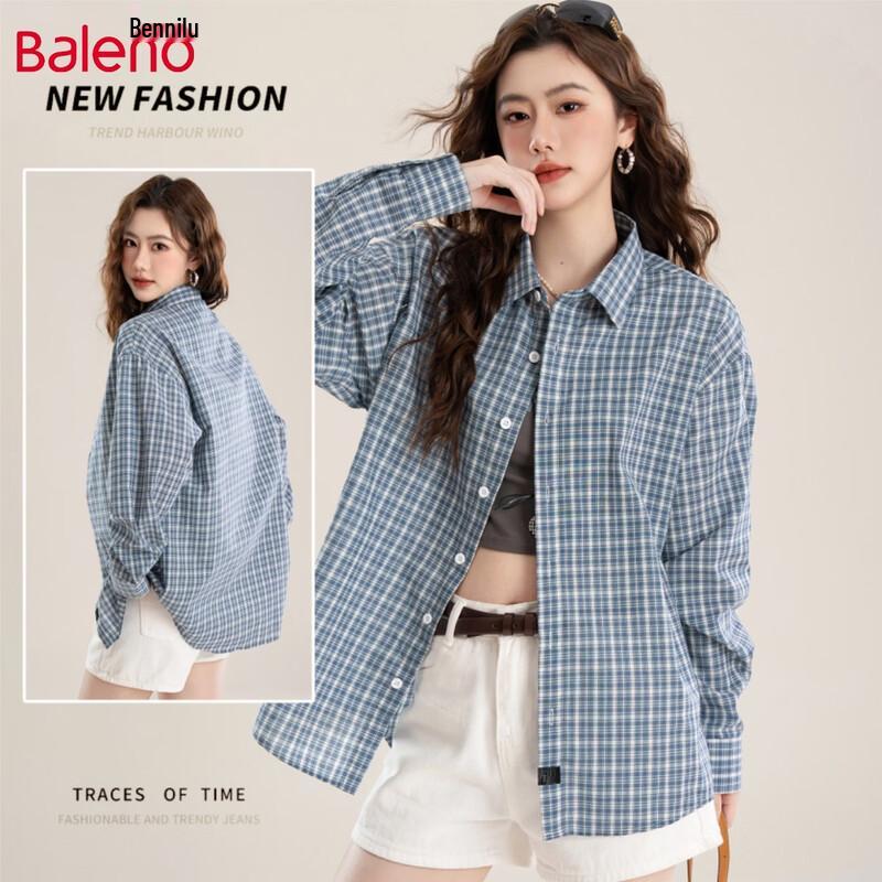 Baleno Unisex Houndstooth Long Sleeve Casual Shirt 4XL