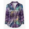 Champagner Wildblumen Satinbluse für Damen Langarm Hemd mit Knöpfen Boutique Shopping Garten Café Elegantes Lässiges Oberteil