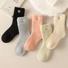Embroidered Bear Socks Medium Tube Socks Season Warm Wool Socks Piled And Thickened Terry Cute Cartoon Stockings