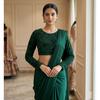 Dark Green Beautiful Embroidery Blouse Indian Bollywood Round Neck Ethnic Choli