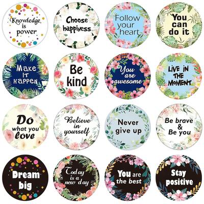 Coroa de Flores Frescas Curativas: Adesivos de Geladeira Magnéticos e de Vidro com Frases Motivacionais em Inglês