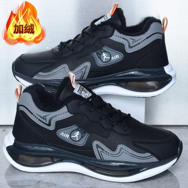 Winter velvet warm cotton shoes, ultra-light waterproof soft sole, non-slip and wear-resistant running leather surface, youth sports shoes