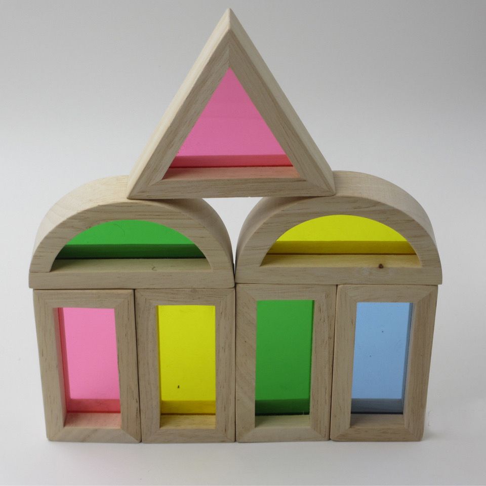 Colored Transparent Building Blocks For Preschool Education Toys Gifts Rainbow Transparent Building Blocks