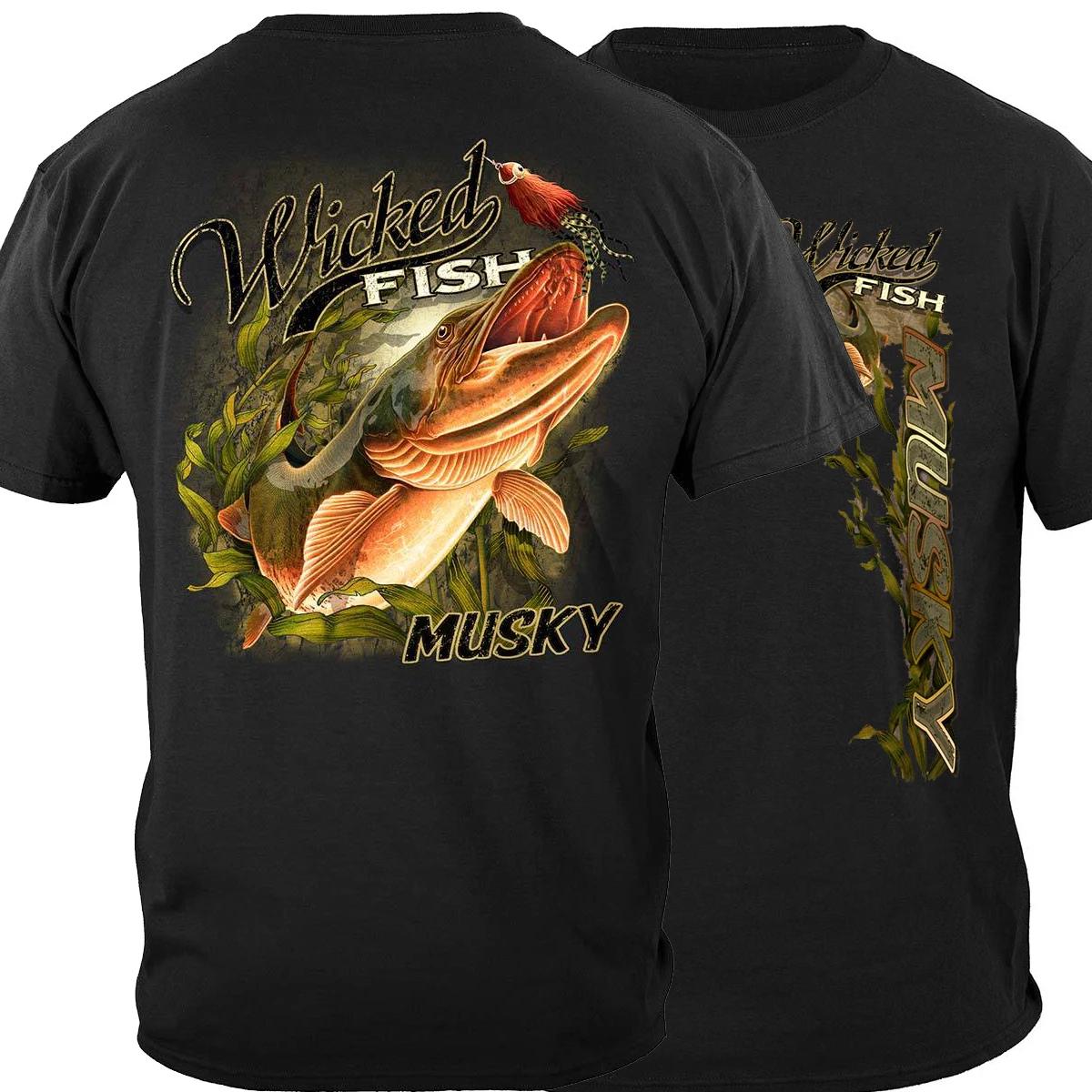 

Creative Design Muskie Fish Wicked Fishing Angler Gift TShirt Summer Cotton ONeck Short Sleeve Mens T Shirt New S3XL 4XL