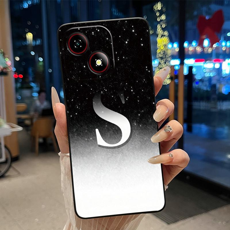 Beautiful Bright Color Couple Phone Case For ZTE Blade A35E Anti-scratch Soft Lucky Initial A-Z Letter Pattern Shell