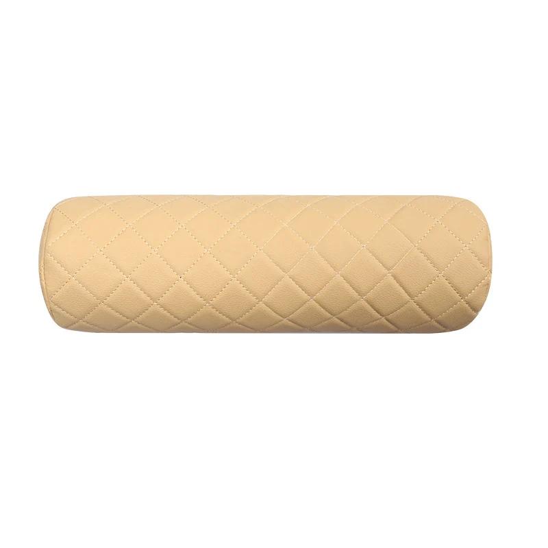 Luxury Car Seat Neck Pillow Headrest Leather Memory Foam Breathable Cervical Cylindrical Pillow Office Chair Headrest Protector