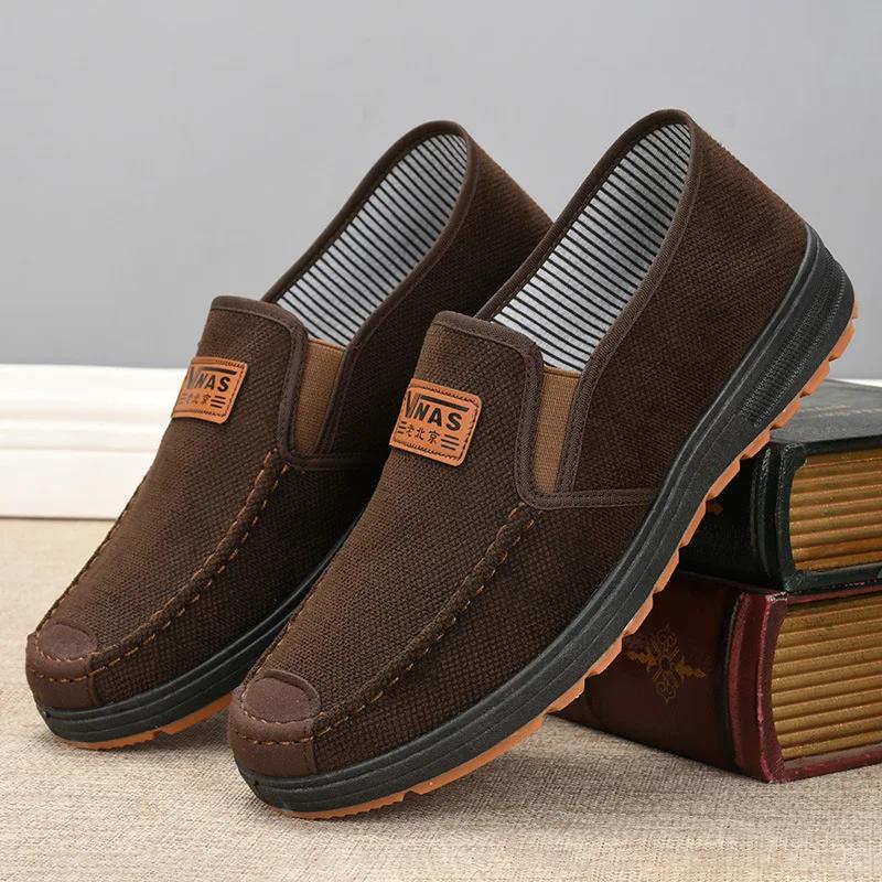 Novos sapatos de lona respiráveis para homem preguiçoso com boca rasa, sapatos casuais de fundo plano, sapatos One Step Kick 2024