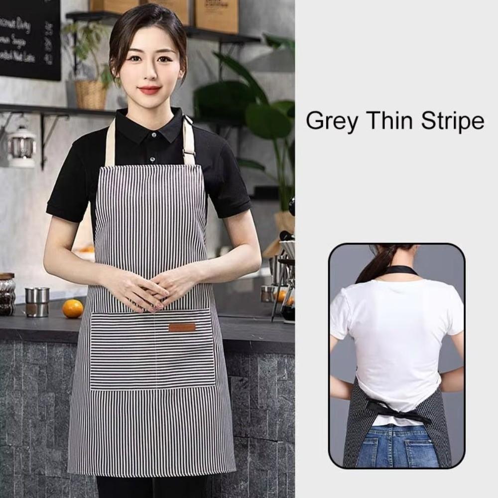 with 2 Pockets Striped Apron Adjustable Kitchen Apron Practical Cooking Apron Food Preparation