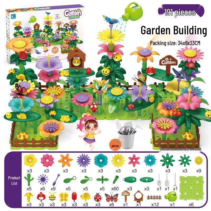 Free Shipping DIY Creative Assembly Toys - Varied Garden Series for Girls, Educational Flower Arrangement Toys in Stock