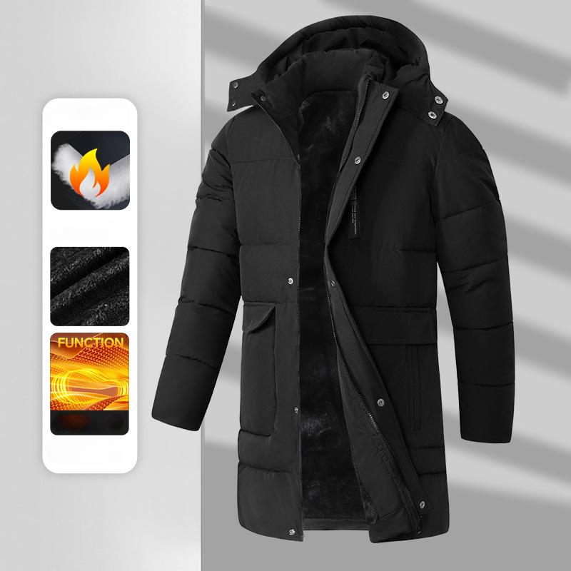 New Men's Winter Coat Outdoor Casual Sports Windproof Hooded Thick Warm Winter Clothing Long Coat Cotton Jacket Male Parka
