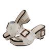 New Women's Shoes Thick-heeled Slippers One-strap Beach Flip-flops Devotion