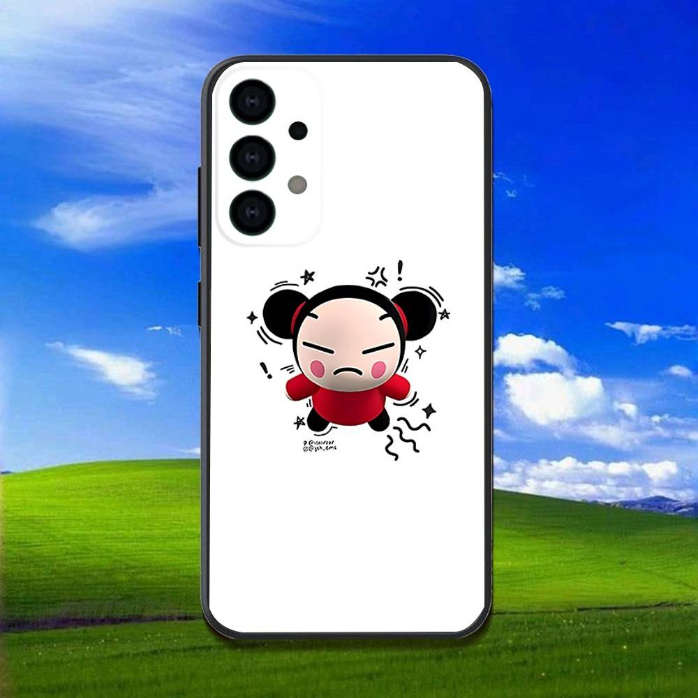 P-Pucca Cute Love Phone Case For Samsung Galaxy A13,A21s,A22,A31,A32,A52,A53,A71,A80,Soft Black Shell