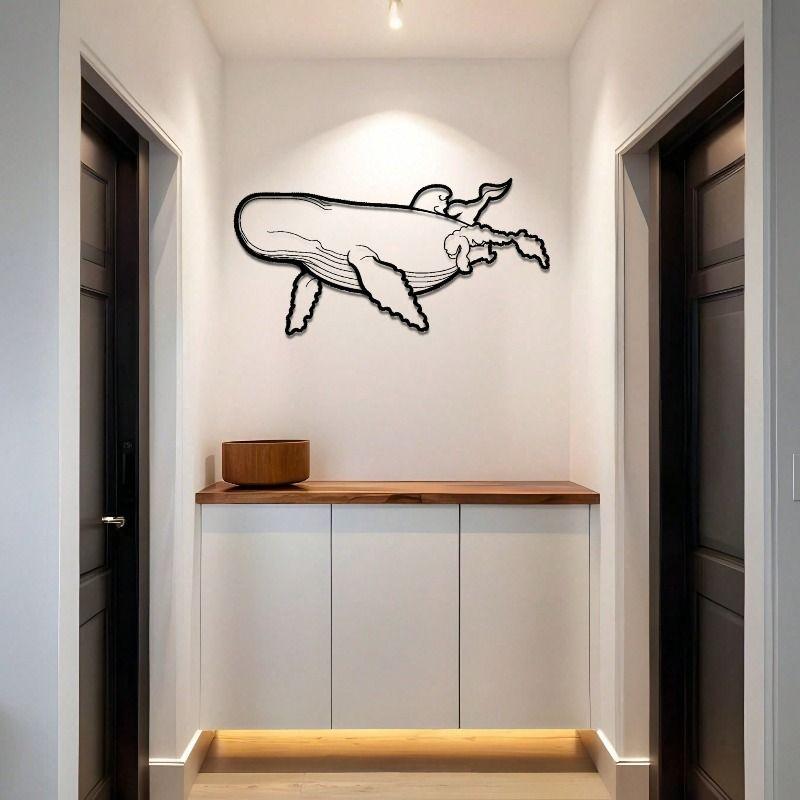 Metal Penguin Wall Art Geometric Vintage Decor Living Room