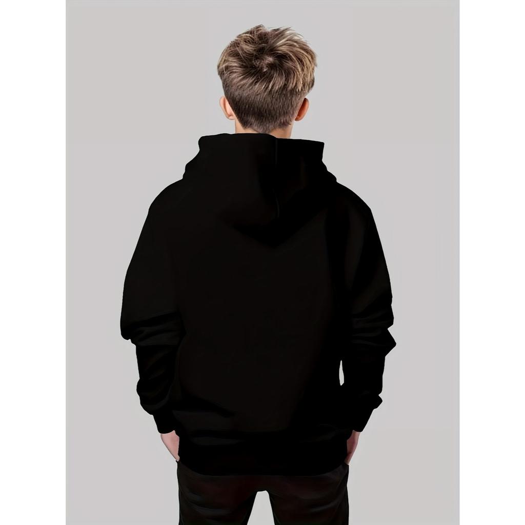 Guttegenser med 3D-trykk, avslappet genser for gutter, hettegenser for utendørs bruk