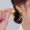 S925 Sterling Silver Chinese Ancient Style Tassel Lotus Ear Studs Women's 2024 New Arrival Classy Light Luxury Minority Antique Earrings Earrings