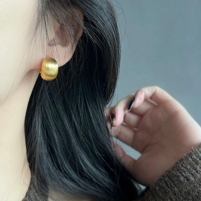 925 Silver Pin Earrings Gold Brushed Pea Accessible Luxury Classy Easiest for Match Earrings Frosted Metal Ball Earrings