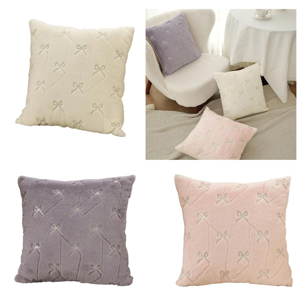 Elegant Bowknot Designs Polyester Pillowcase Quick Drying Machine Washable For Sofa Bed Nursery Home Accent
