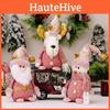 Adorable Pink Christmas Decoration Plush Sitting Gnome Snowman Reindeer Figurines For Festive Holiday Display