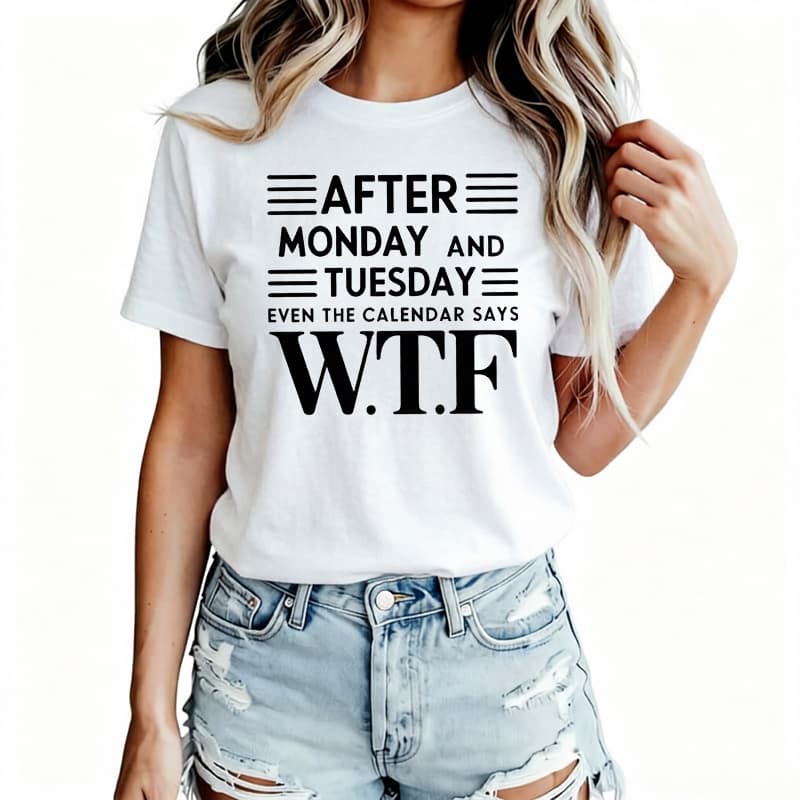 After Monday and Tuesday Womens TShirt Cotton Funny Graphic Short Sleeve Tee Novelty Shirt Casual Crew Neck Top SXl