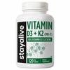 Stayalive Vitamin D3 K2 High Absorbency Supplement 120 Capsules Non-GMO and Gluten-Free Vitamin K2 MK7 Supplement for Men and Women 1 pcs
