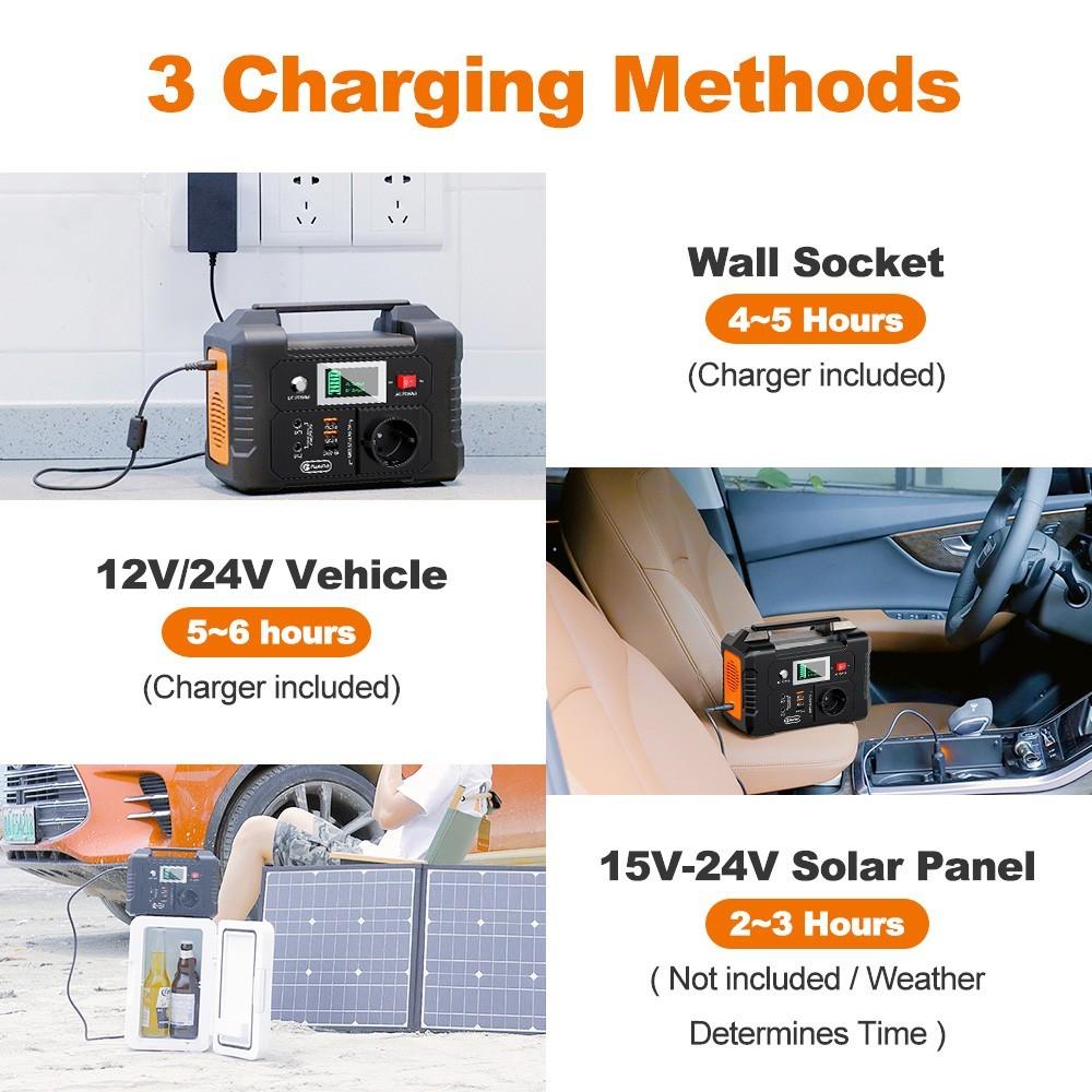 Flashfish E200 Bärbar Kraftstation, 200W 151Wh LiFePO4 Batteri, AC/ DC/ USB Utgångar