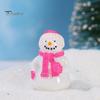 Healing Desktop Figurines 2Pcs Christmas Mini Snowman Figurines, Winter Tiny Resin Decoration, Xmas Micro Holiday Gift Box Fillers Landscape Ornament