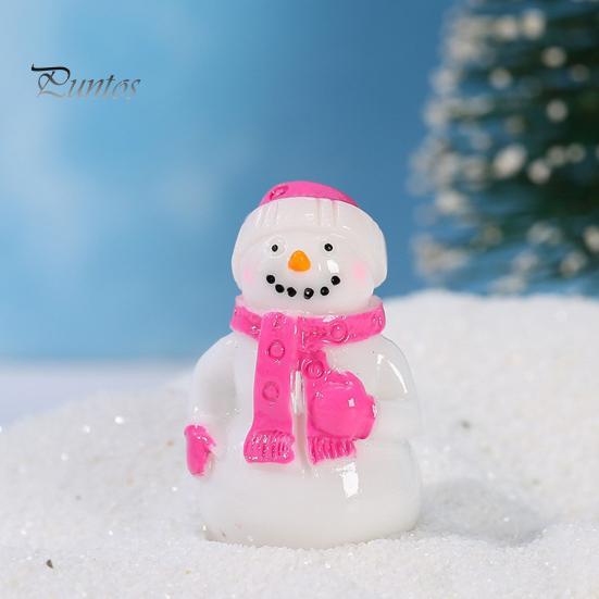 Healing Desktop Figurines 2Pcs Christmas Mini Snowman Figurines, Winter Tiny Resin Decoration, Xmas Micro Holiday Gift Box Fillers Landscape Ornament