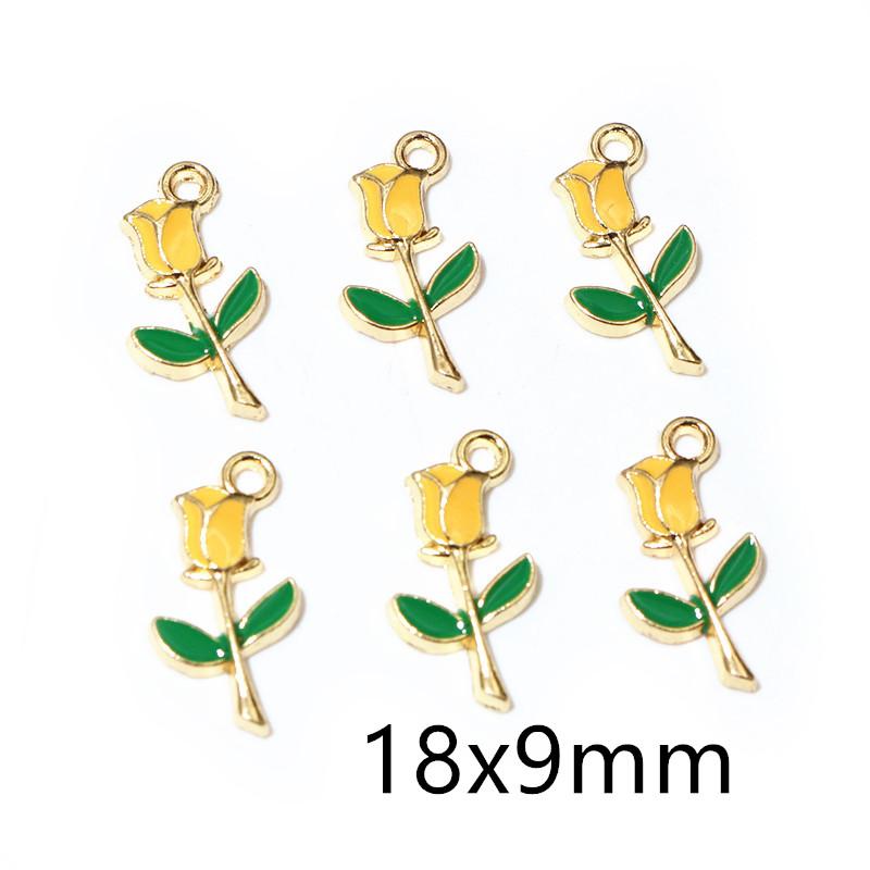 20Pcs 5Color 10x13MM Alloy Metal Drop Oil Colorblock Daisies Charm Flower Plant Pendant For DIY Bracelet Necklace Jewelry Making